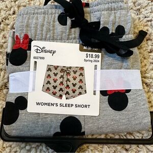 Disney Mickey Minnie Mouse Grey Pajama Shorts Character Comfortable Women’s